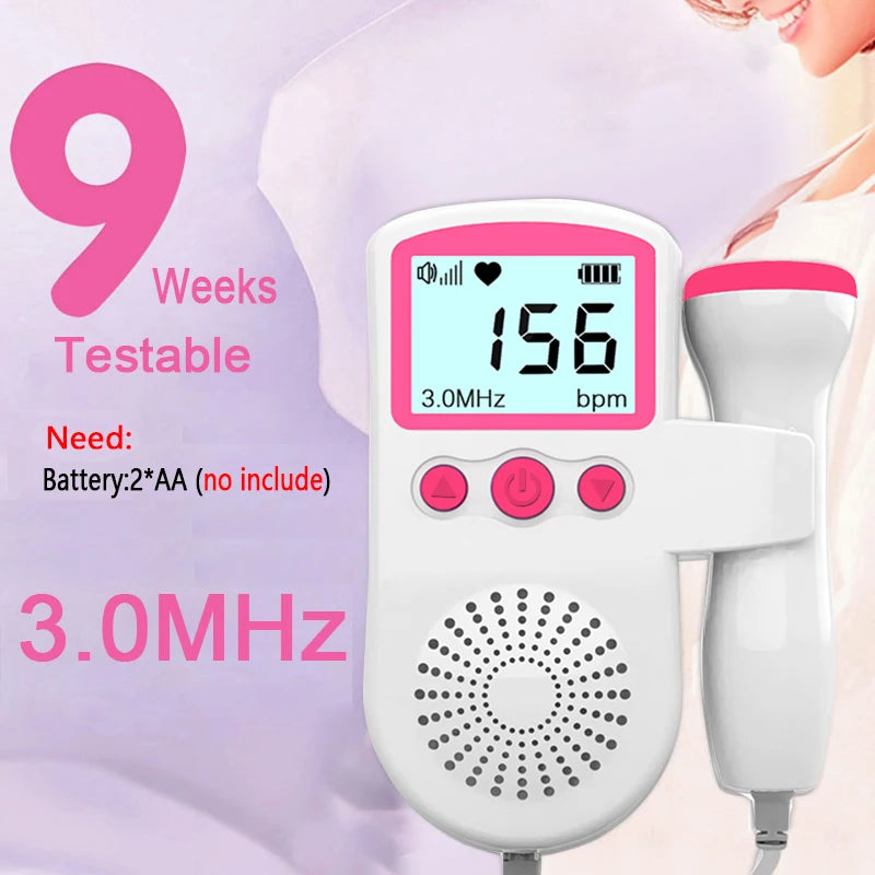3MHz Ultrasound Baby Heart Rate Detector Pregnant Ultrasonic Baby Heartbeat Monitor Fetal Doppler Monitor For Pregnancy