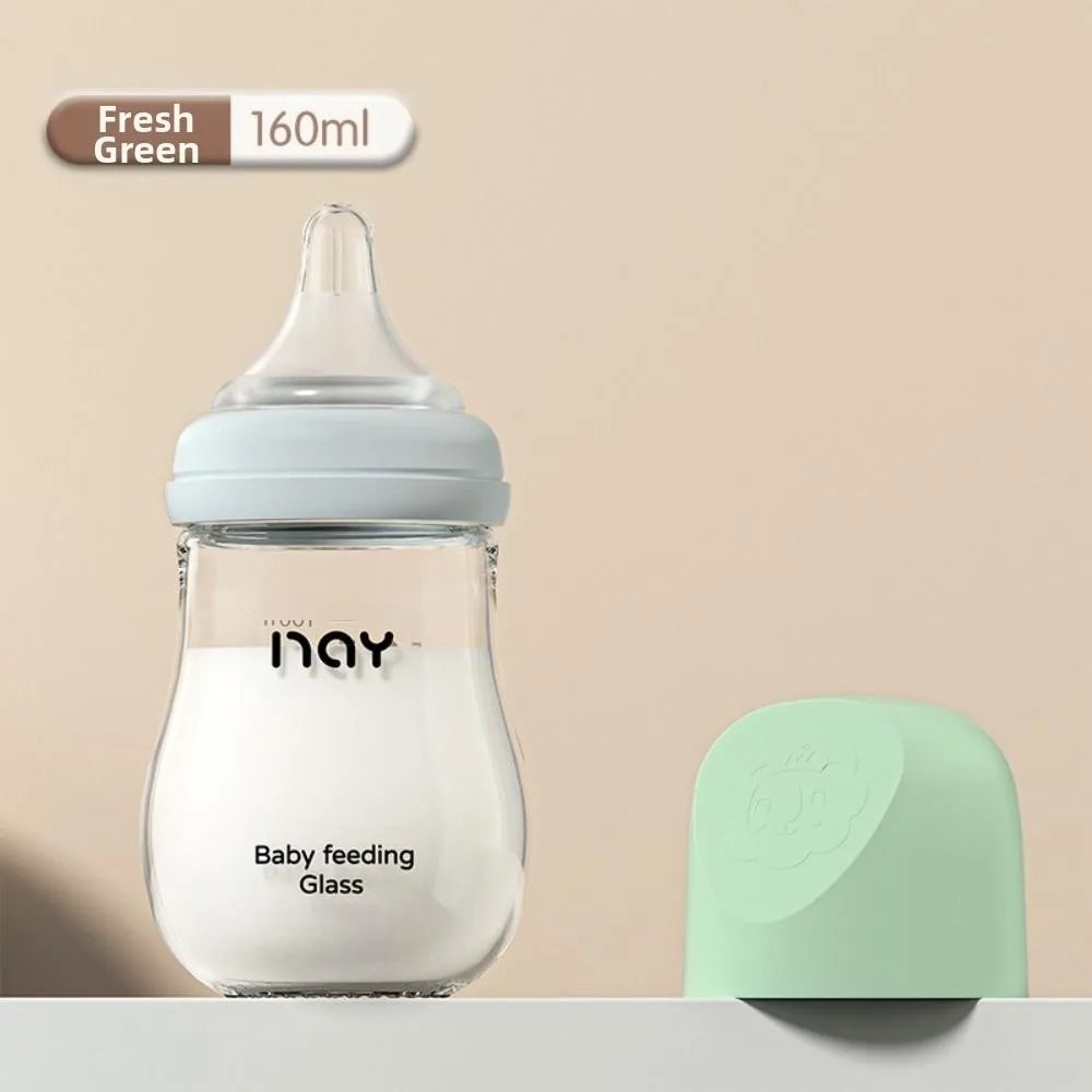 Glass Baby Bottle Anti-flatulence Anti Choking Newborn Feeding Bottle 80/160ML Food Grade Baby Drinking Cup Feeding Supplies