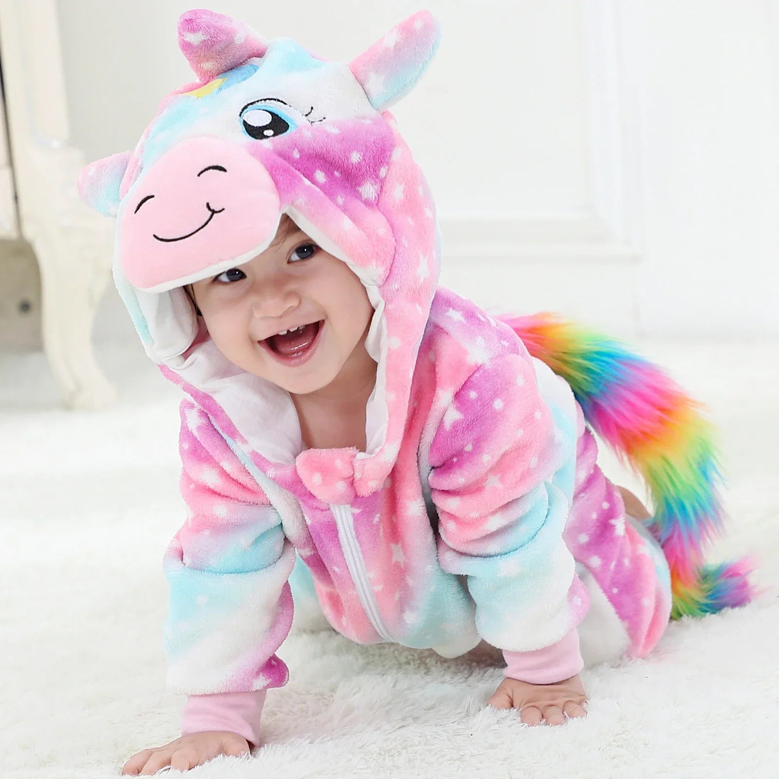 Kids Onesies Baby Rompers Winter Costume Flannel for Girl Boy Toddler Infant Clothes Animals Monkey Tiger Lion Unicorn Ropa Bebe