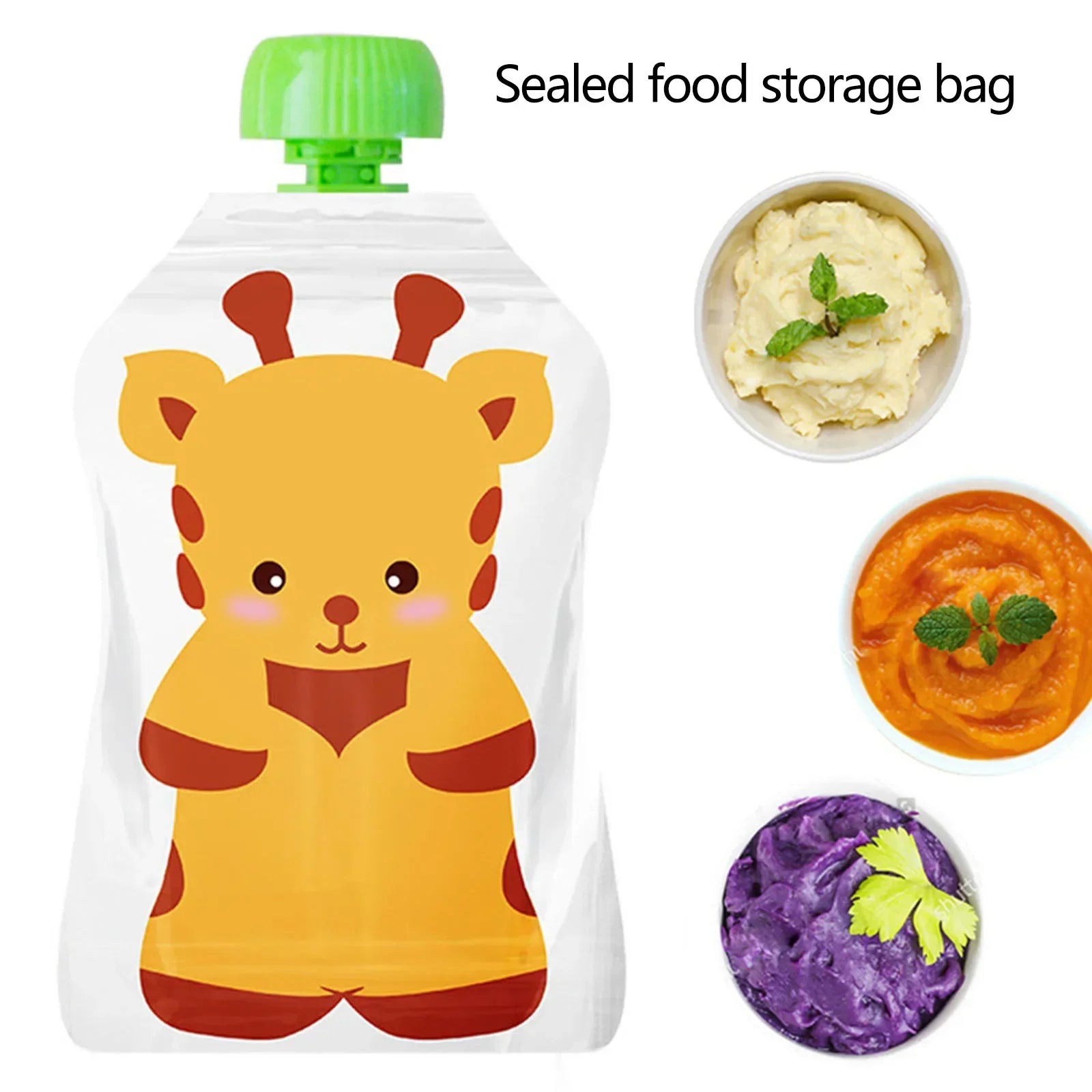 8pcs Reusable Food Storage Bag,Yogurt, Milk Food Pouches, Refillable Kids Toddlers Supplementary Food Squeeze Bottle Random