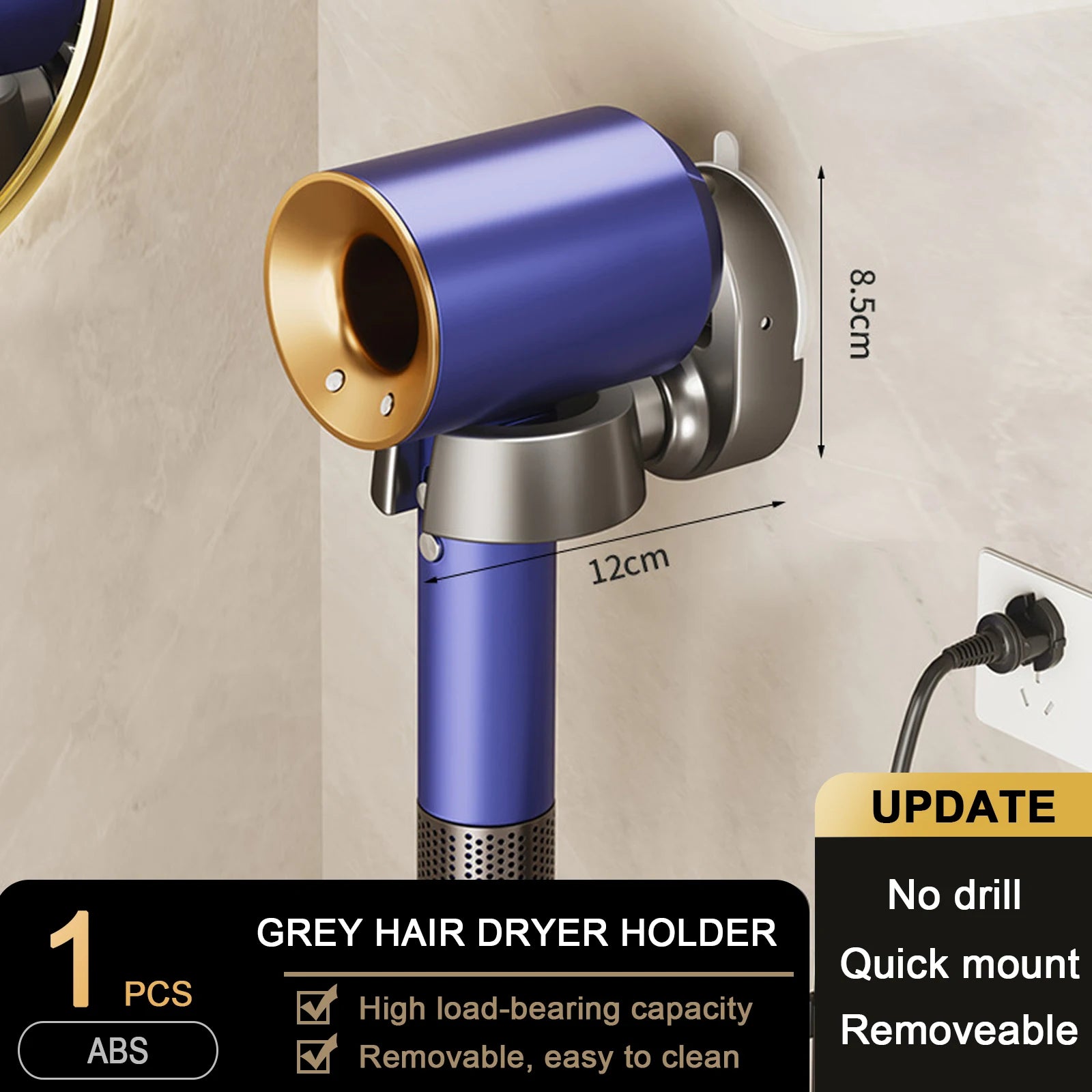 Suction Cup Hair Dryer Holder Wall Dryer Cradle Straightener Hairdryer Organizer Blower Holder Shelf Bathroom Accessories