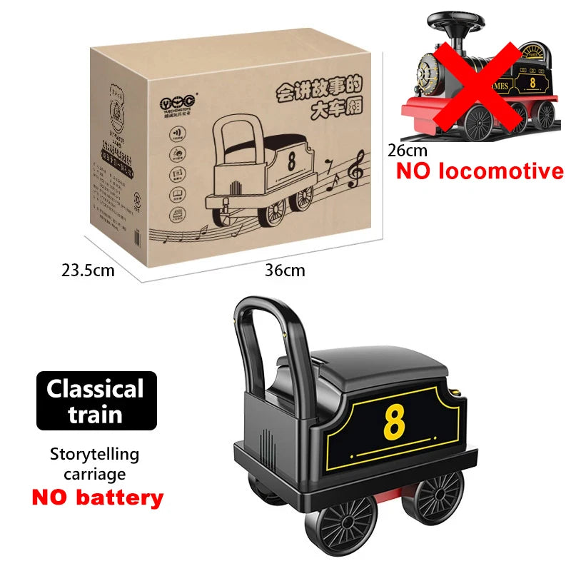 Electric Train Kids Riding Toy Ailway Can Carry Train Rail Car Train Cabin Classical Model Baby Walker Stroller Toys Child Gifts