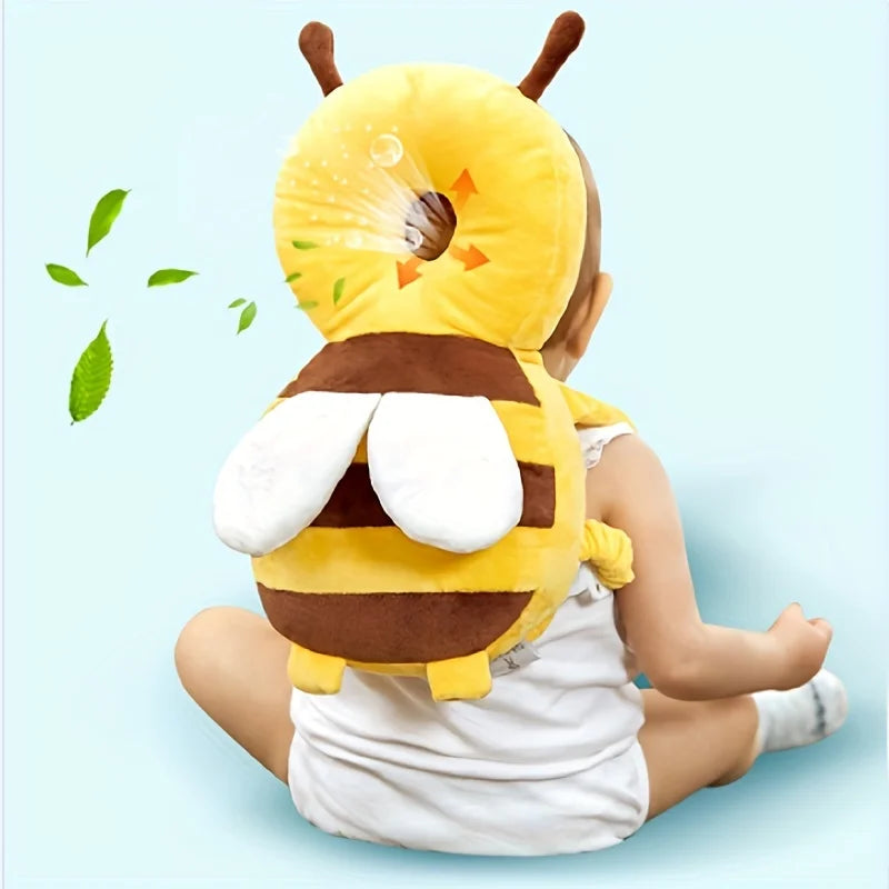 Buzz-Proof Tumbles! 🍯 Baby Bee Head Protector Backpack | Anti-Fall Safety Cushion
