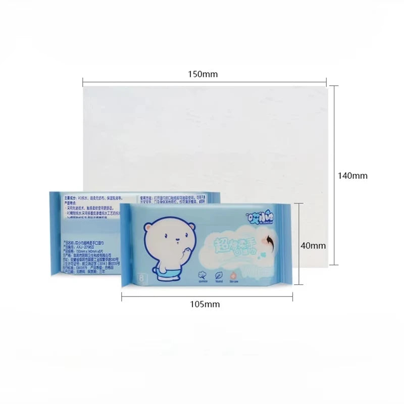 64pcs Disposable Super Mini Wet Wipes Portable Small Package Extraction Hand And Mouth Cleaning Wipes Home School Supplies