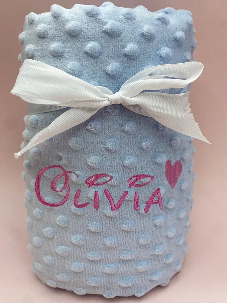 Customized Name Pattern Doudou Blanket Baby Swaddle Stroller Bed Crib Sleeping Cover Newborn Gift Shower Present for Babies