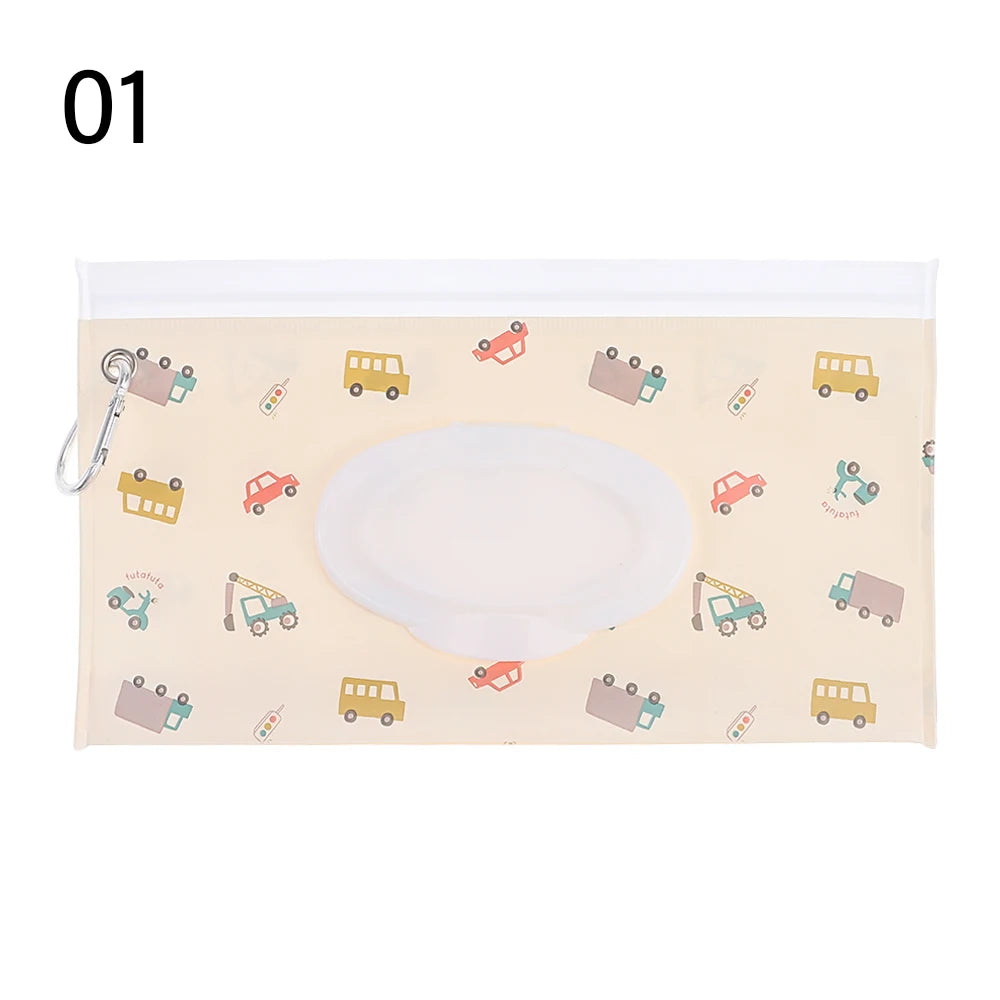 EVA Baby Wet Wipe Pouch Portable Buckle Wipes Holder Case Flip Cover Snap-Strap Reusable Refillable Wipe Bag Outdoor Tissue Box