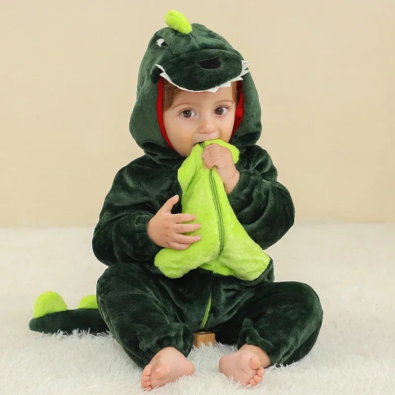 Kids Onesies Baby Rompers Winter Costume Flannel for Girl Boy Toddler Infant Clothes Animals Monkey Tiger Lion Unicorn Ropa Bebe