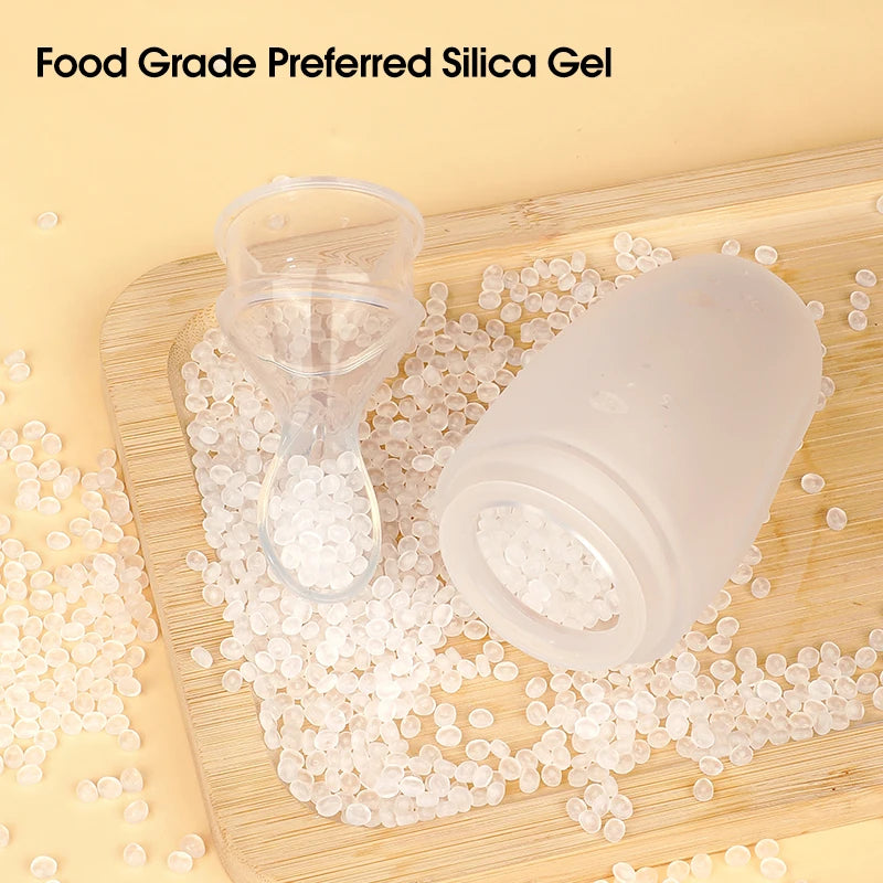 100ml Liquid Silicone Baby Feeder Rice Paste Fruit Puree Toddler Squeeze Feeding Bottle with Dispensing Spoon