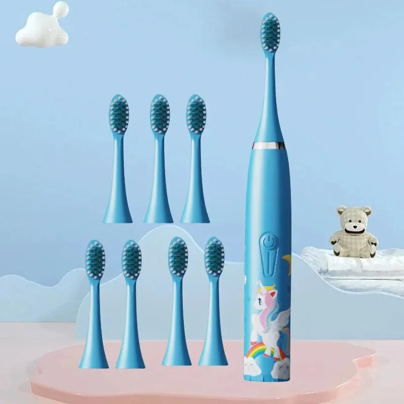 C6-Children's Electric Toothbrush Colorful Cartoon Animal Series Children's Soft-Bristled Cleaning Brush (Battery Not Included)