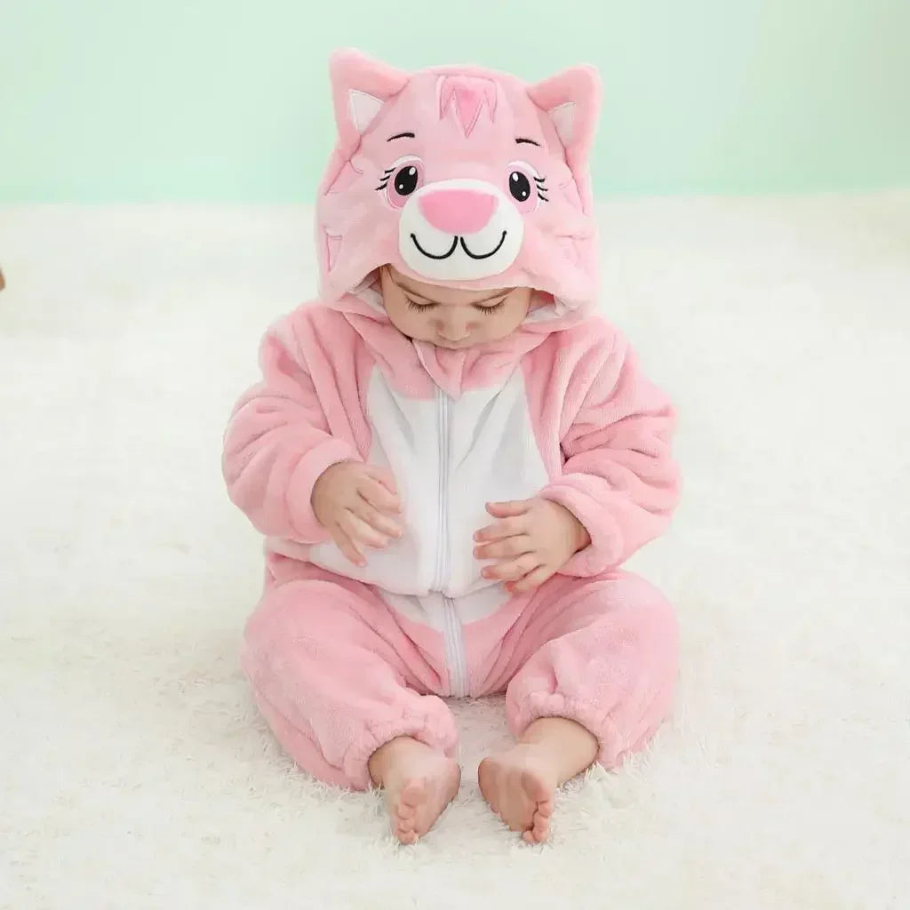 Kids Onesies Baby Rompers Winter Costume Flannel for Girl Boy Toddler Infant Clothes Animals Monkey Tiger Lion Unicorn Ropa Bebe