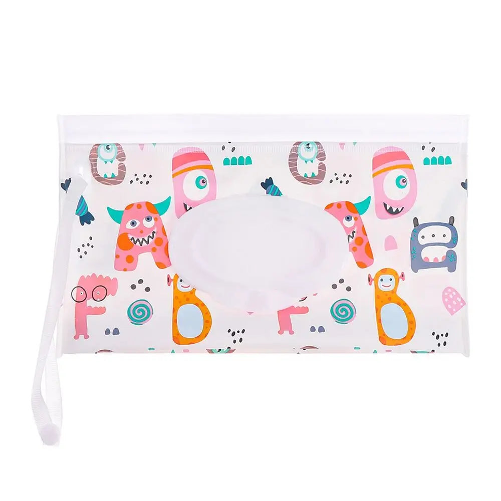 EVA Baby Wet Wipe Pouch Wipes Holder Case Flip Cover Snap-Strap Reusable Refillable Wet Wipe Bag Outdoor Useful Tissue Box