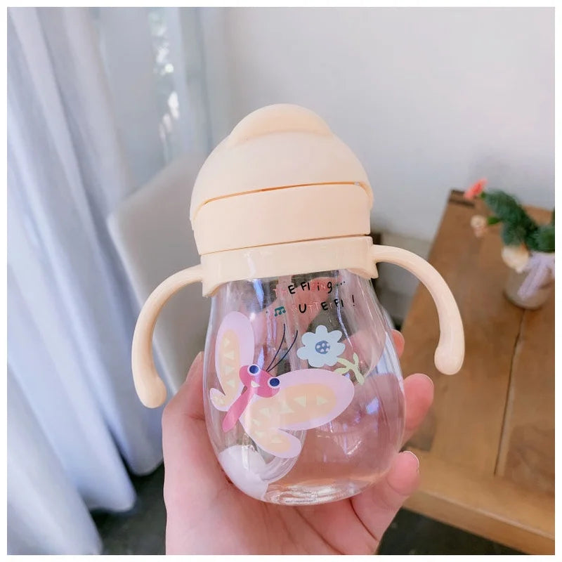 350/250ml Baby water straw cute anti-choking kindergarten children gravity ball water cup duck sippy cup baby drinking bottle