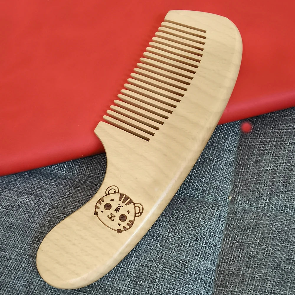 3pcs set engraving panda baby comb brush set newborn gift set Natural Wool beech Wooden Comb Baby Hair Brush air cushion comb