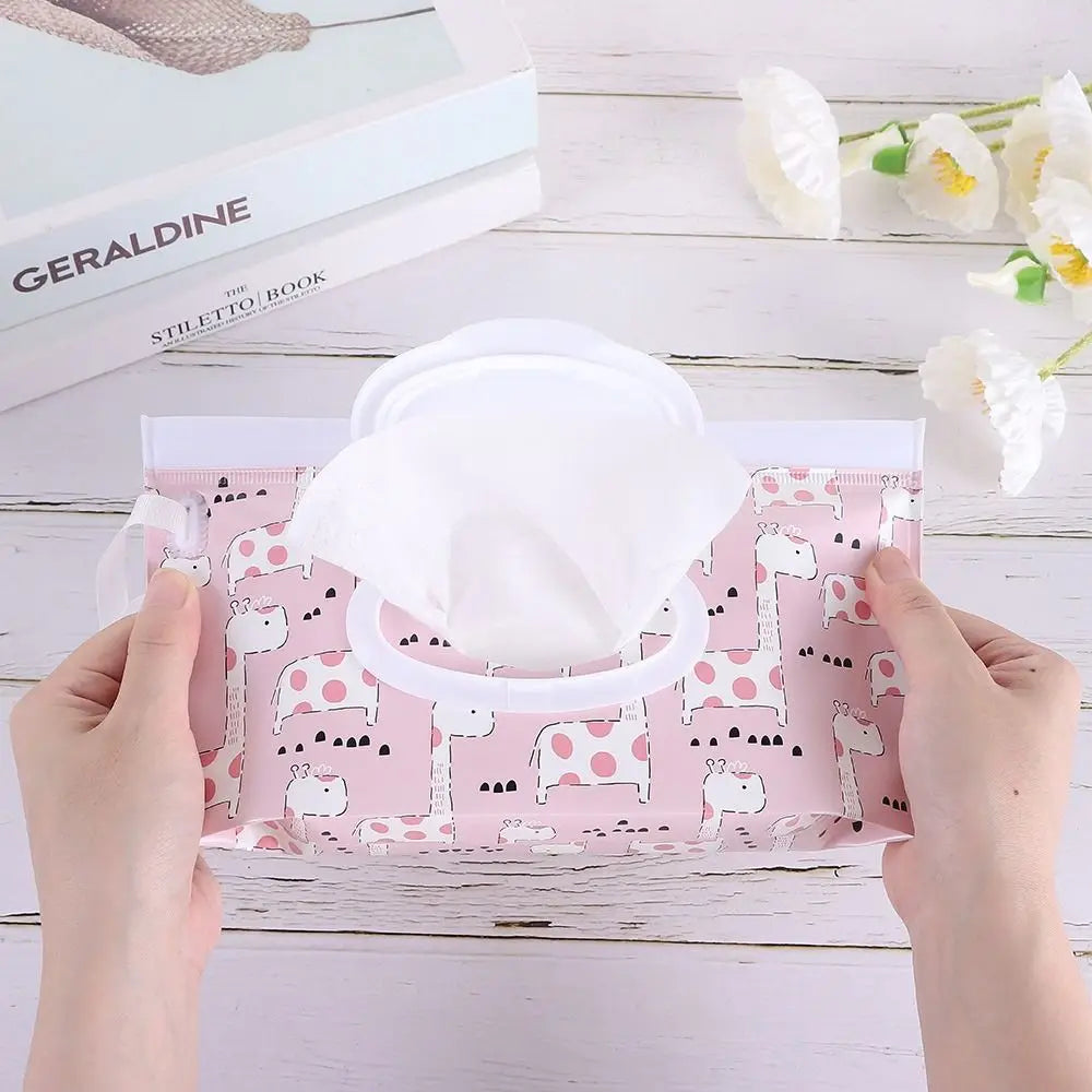 EVA Baby Wet Wipe Pouch Wipes Holder Case Flip Cover Snap-Strap Reusable Refillable Wet Wipe Bag Outdoor Useful Tissue Box