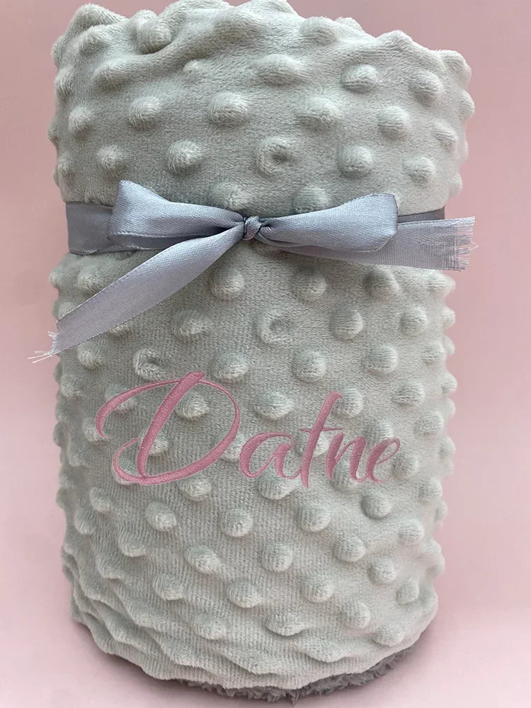 Customized Name Pattern Doudou Blanket Baby Swaddle Stroller Bed Crib Sleeping Cover Newborn Gift Shower Present for Babies