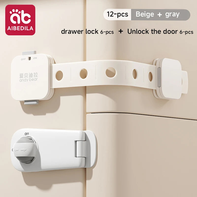 AIBEDILA Baby Safety Cabinet Drawer Locks  Adhesive Childproof Latches Straps for Drawer Door Baby Proofing Home Safety Locks